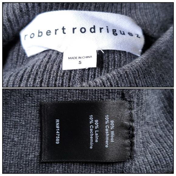 Robert Rodriguez Gray Wool Cashmere Bell Sleeve Open Back Rib Sweater Sz Small - Picture 11 of 11